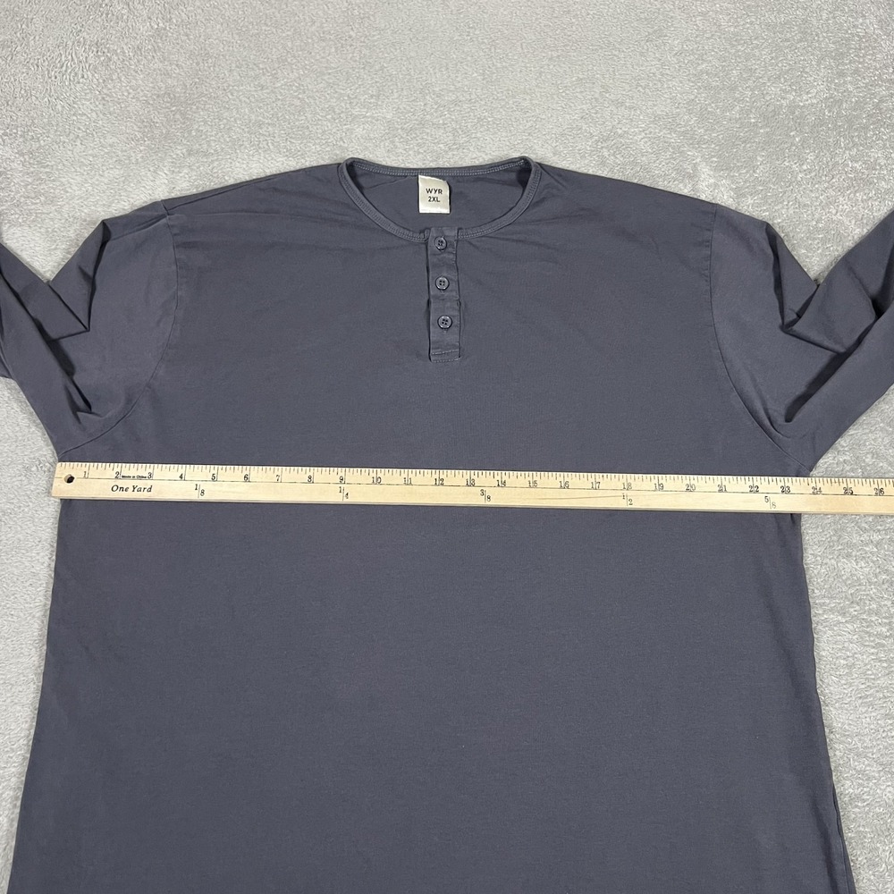 WYR Shirt Mens 2XL Gray Henley Long Sleeve Tee Casual - Picture 8 of 11